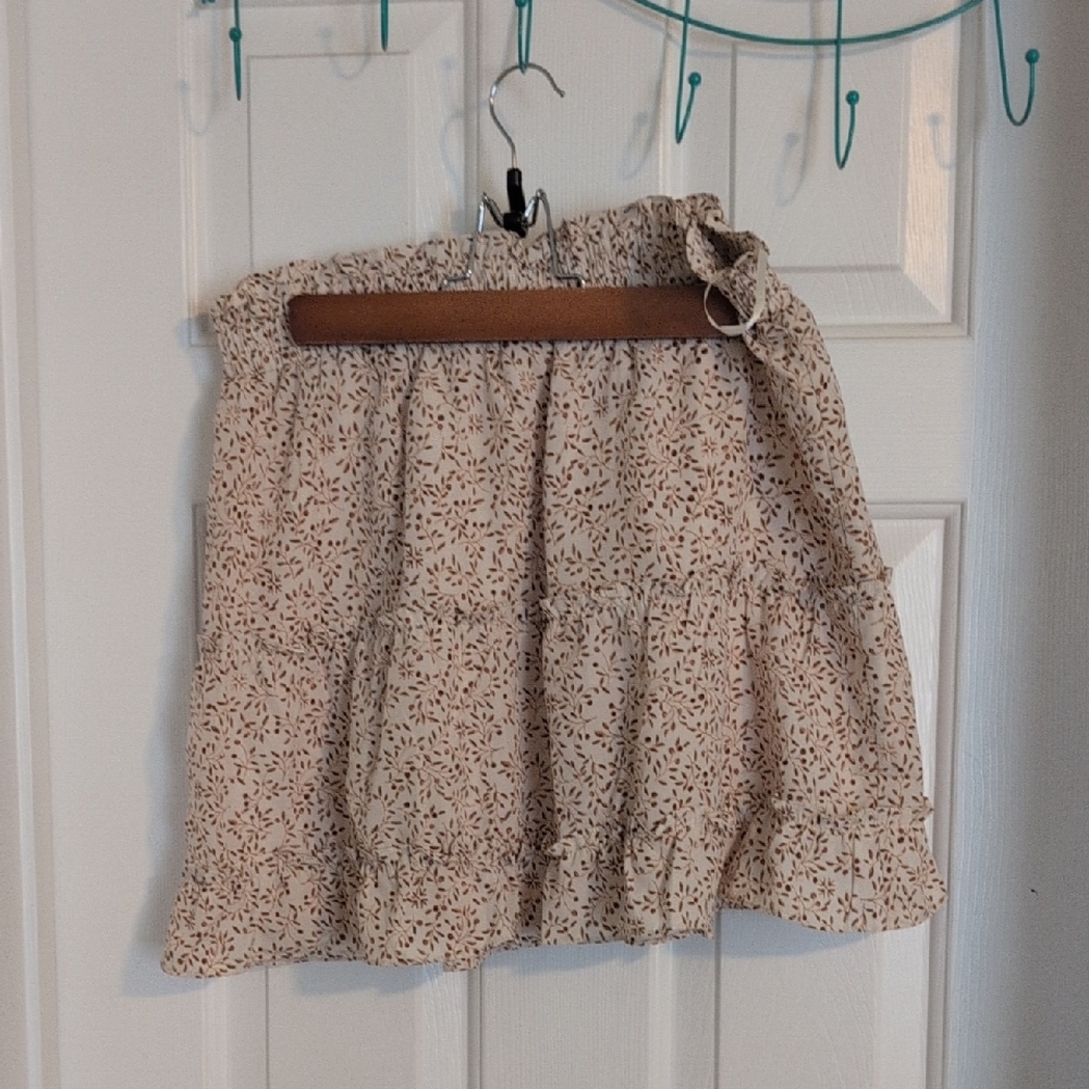 Pink Lily Beige and Brown Smocked Skirt